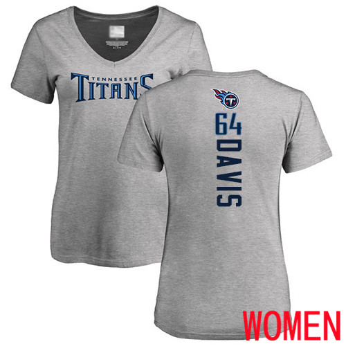 Tennessee Titans Ash Women Nate Davis Backer NFL Football #64 T Shirt->women nfl jersey->Women Jersey